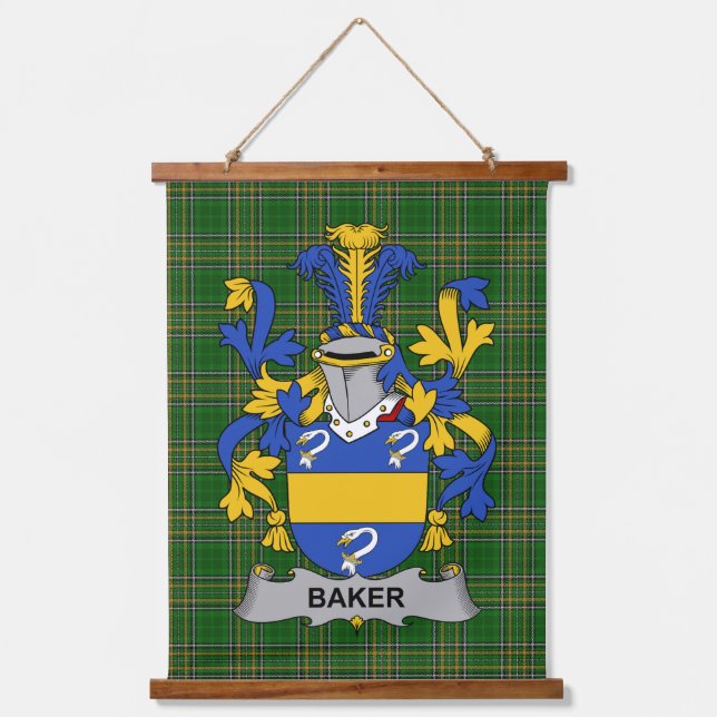 Irish Baker Coat of Arms Family Crest Hanging Tapestry (Front)