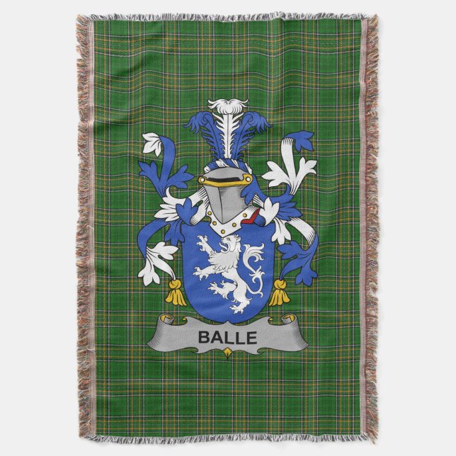  Irish Balle Coat of Arms Family Crest Ireland Throw Blanket (Front Vertical)