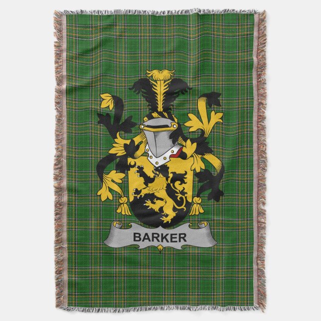  Irish Barker Coat of Arms Family Crest Ireland Throw Blanket (Front Vertical)