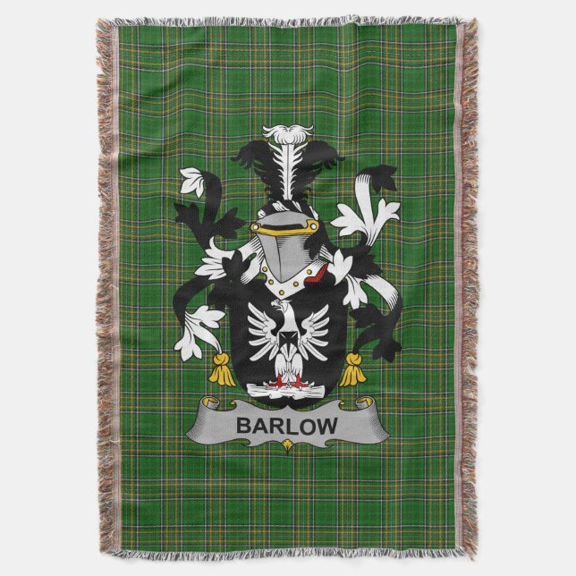  Irish Barlow Coat of Arms Family Crest Ireland Throw Blanket (Front Vertical)
