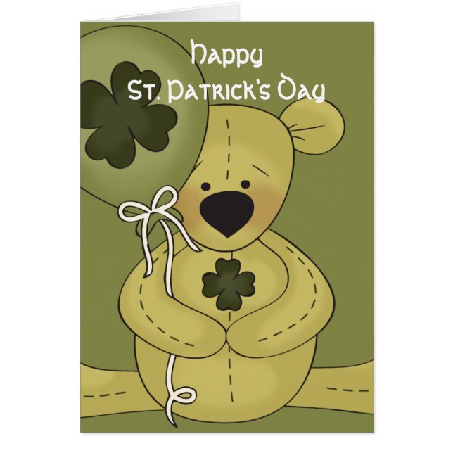 Irish Bear Happy St. Patrick's Day Card 2 (Front)