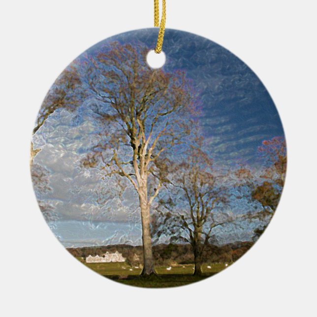 Irish Beech Trees Ceramic Ornament (Front)