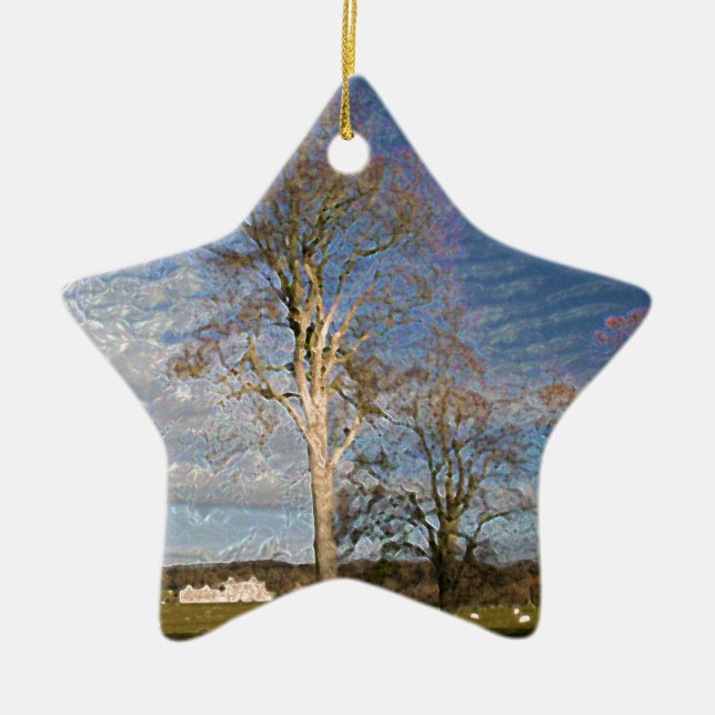 Irish Beech Trees Ceramic Tree Decoration (Front)