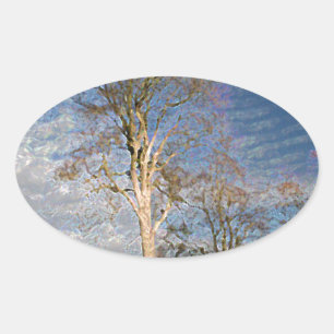 Irish Beech Trees Oval Sticker