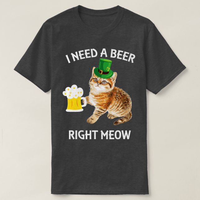 Irish Beer Cat St Patricks Day Drinking s Gift T-Shirt (Design Front)