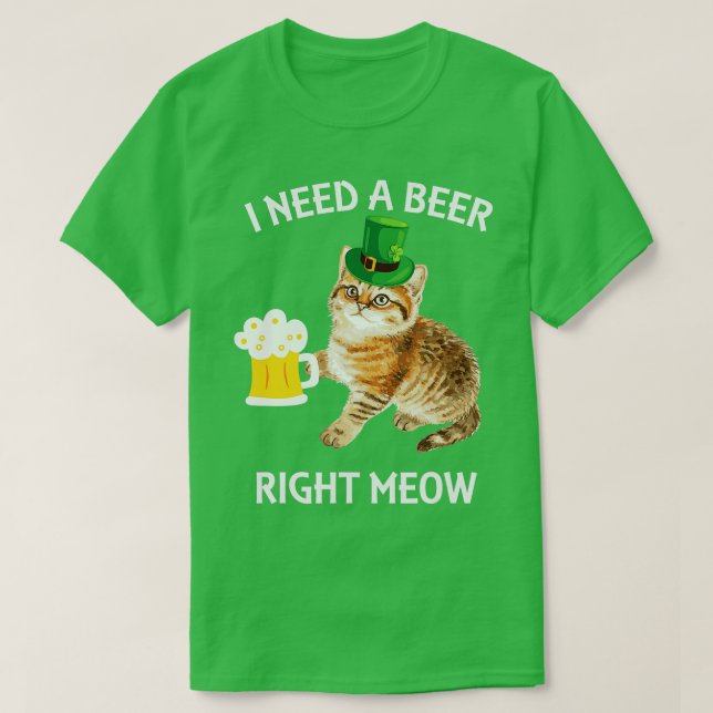 Irish Beer Cat  St Patricks Day Drinking s Gift  T-Shirt (Design Front)