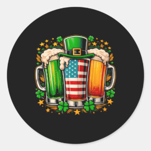 Irish Beer Ireland American Flag St Patrick's Day Classic Round Sticker
