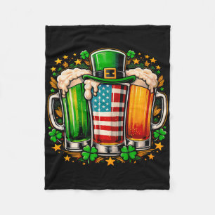 Irish Beer Ireland American Flag St Patrick's Day Fleece Blanket