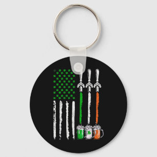Irish Beer Ireland American Flag St Patricks Day M Key Ring