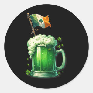 Irish Beer Ireland Flag St Patricks Day Men Women  Classic Round Sticker