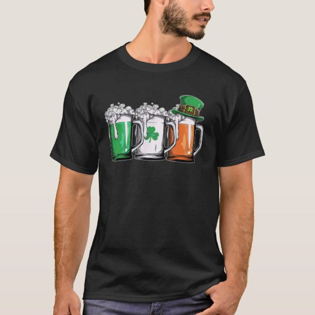 Irish Beer Ireland Flag St Patricks Day Men Women  T-Shirt (Front)