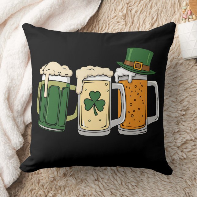 Irish Beer Ireland Flag St Patrick's Day Shamrock Cushion (Blanket)