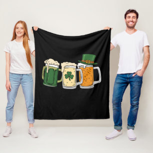 Irish Beer Ireland Flag St Patrick's Day Shamrock Fleece Blanket