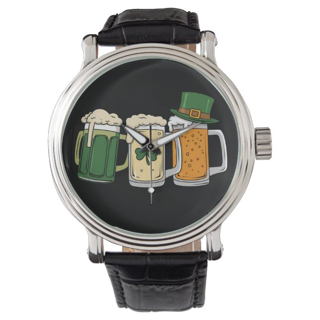 Irish Beer Ireland Flag St Patrick's Day Shamrock Watch (Front)