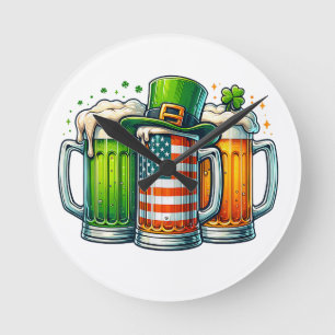 Irish Beer Ireland St Patricks Day Drinking Party Round Clock