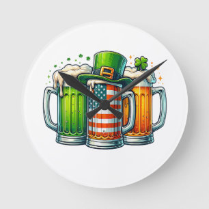 Irish Beer Ireland St Patricks Day Drinking Party Round Clock