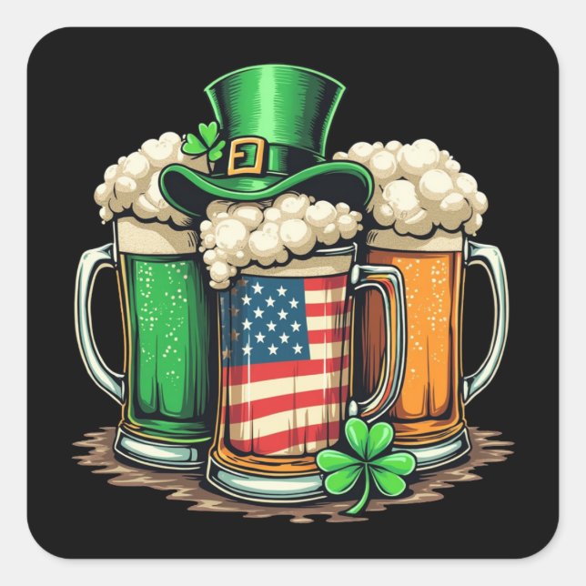 Irish Beer Ireland St Patricks Day Drinking Party  Square Sticker (Front)