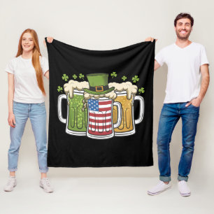 Irish Beer Ireland USA American Flag St Patrick's  Fleece Blanket