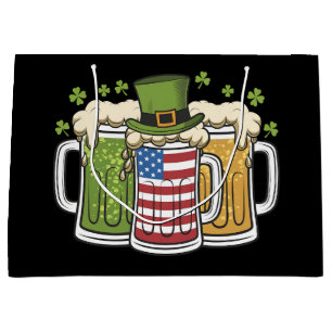 Irish Beer Ireland USA American Flag St Patrick's Large Gift Bag