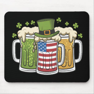Irish Beer Ireland USA American Flag St Patrick's  Mouse Pad
