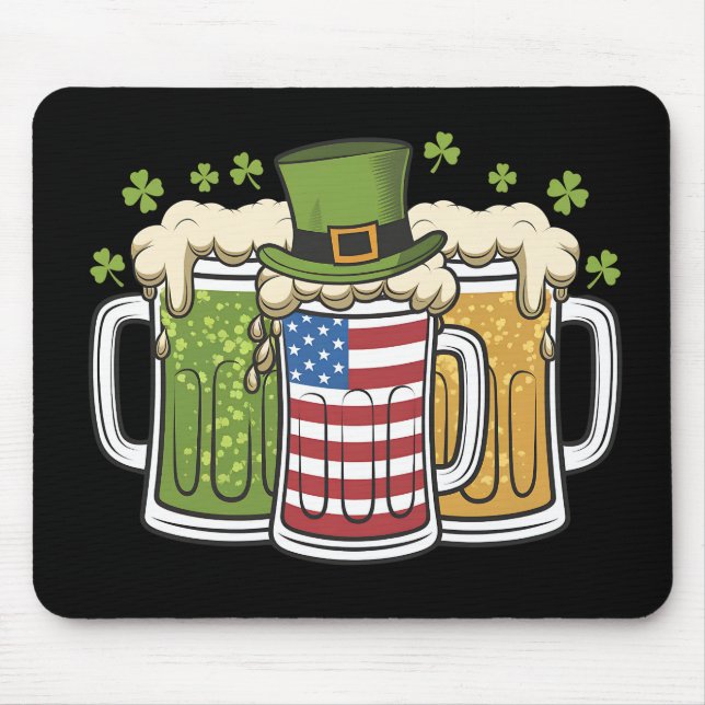 Irish Beer Ireland USA American Flag St Patrick's  Mouse Pad (Front)