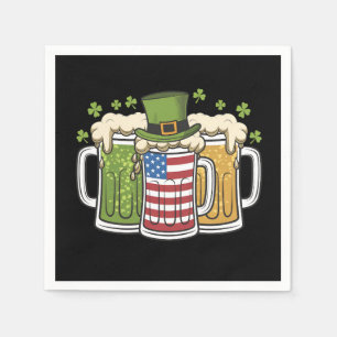 Irish Beer Ireland USA American Flag St Patrick's Napkin