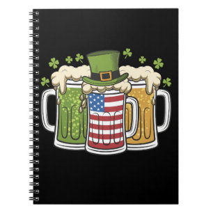 Irish Beer Ireland USA American Flag St Patrick's Notebook
