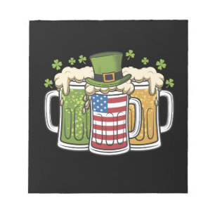 Irish Beer Ireland USA American Flag St Patrick's Notepad