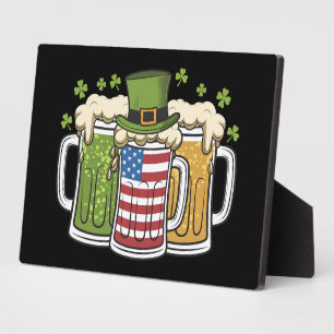 Irish Beer Ireland USA American Flag St Patrick's Plaque
