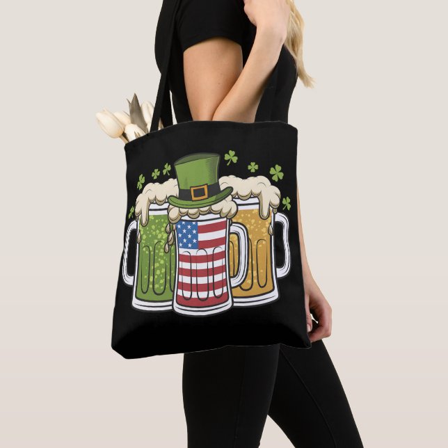 Irish Beer Ireland USA American Flag St Patrick's  Tote Bag (Close Up)