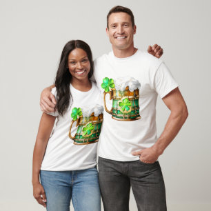 Irish beer lucky shamrock clover 3D Sláinte T-Shirt