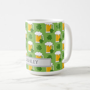 Irish Beer Mug with Shamrock Clover   Personalise
