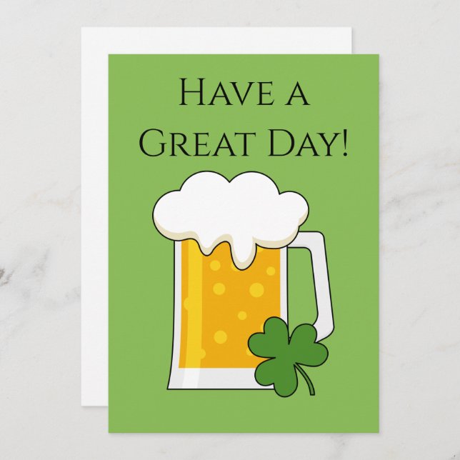 Irish Beer Mug with Shamrock Clover | Personalise Holiday Card (Front/Back)