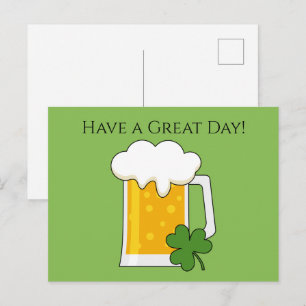 Irish Beer Mug with Shamrock Clover Personalise Holiday Postcard