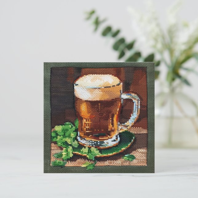 Irish beer needlepoint card (Standing Front)