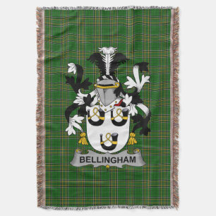  Irish Bellingham Coat of Arms Family Crest Irelan Throw Blanket