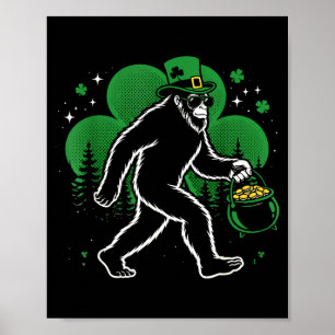 Irish bigfoot shamrock funny sasquatch lucky fores poster