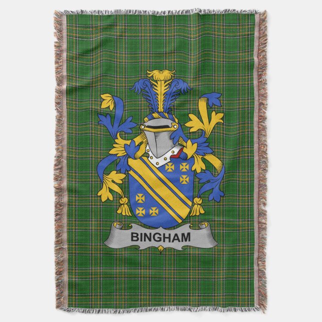  Irish Bingham Coat of Arms Family Crest Ireland Throw Blanket (Front Vertical)