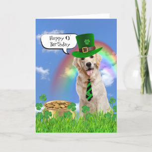 Irish Birthday Golden Retriever  Holiday Card