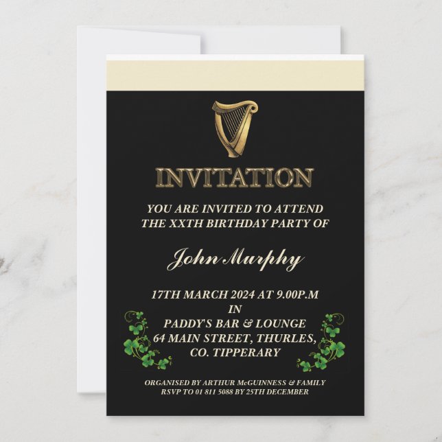 Irish Birthday Party Invitation (Front)