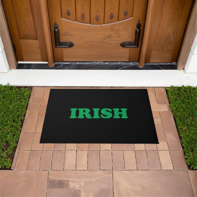 Irish black green modern typography patriotic doormat (Outdoor)