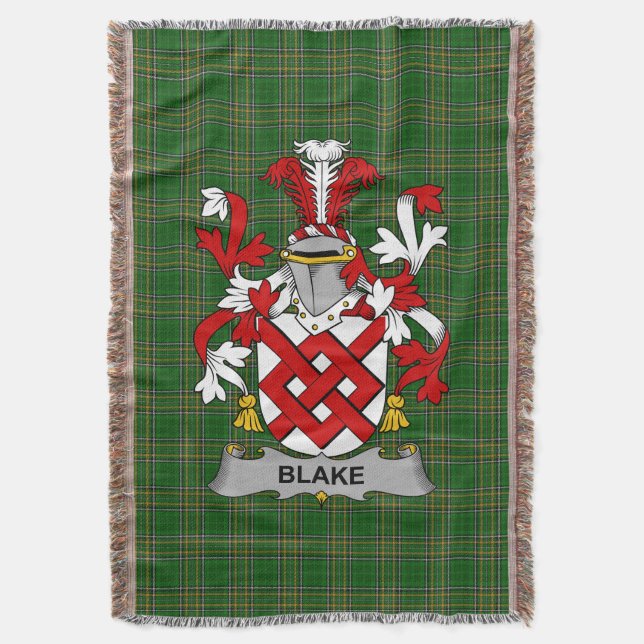  Irish Blake Coat of Arms Family Crest Ireland Throw Blanket (Front Vertical)