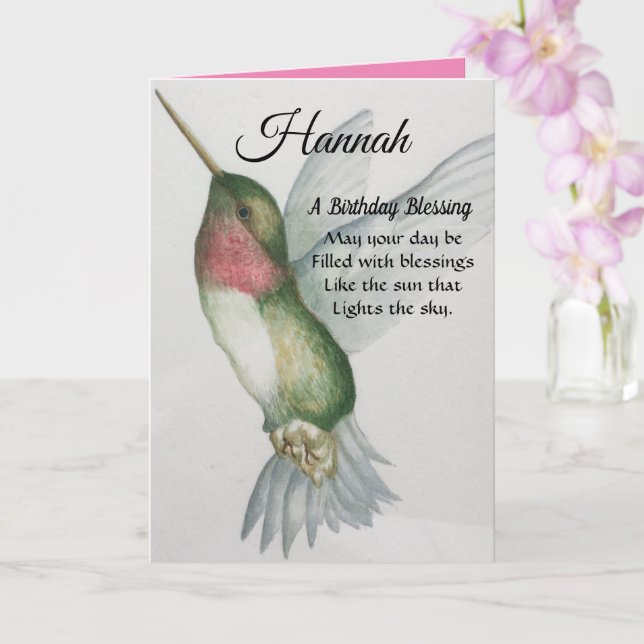 Irish Blessing Birthday Pretty Hummingbird Wings Card (Orchid)