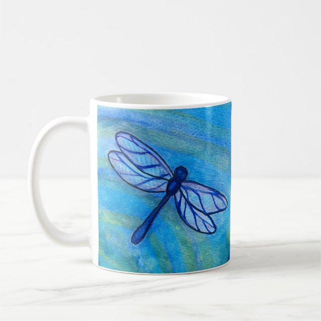Irish Blessing Brave Blue Dragonfly Courage Coffee Mug (Left)