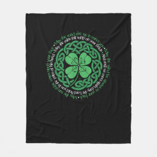 Irish Blessing, Celtic Knot & 4-Leaf Clover Luck V Fleece Blanket