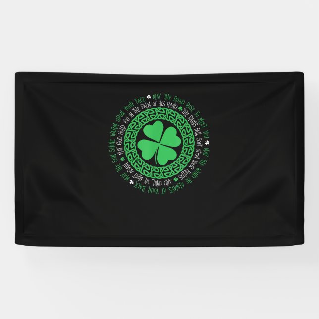 Irish Blessing Celtic Knot 4 Leaf Clover - St. Pat Banner (Horizontal)