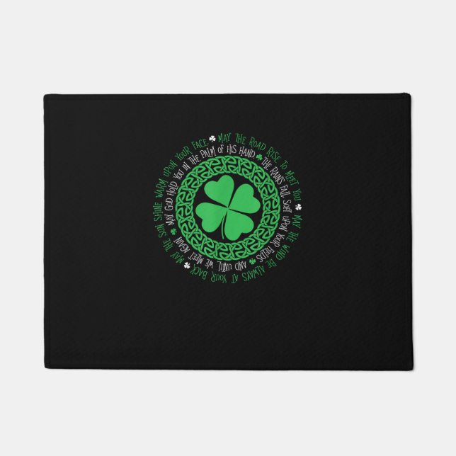 Irish Blessing Celtic Knot 4 Leaf Clover - St. Pat Doormat (Front)