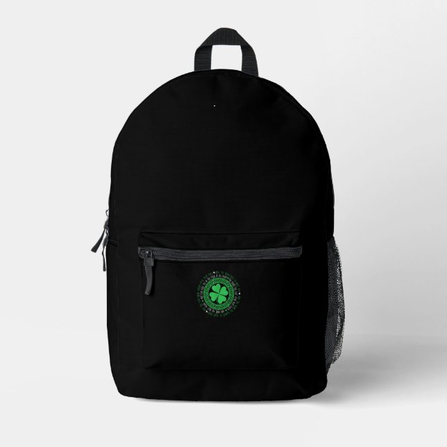 Irish Blessing Celtic Knot 4 Leaf Clover - St. Pat Printed Backpack (Front)