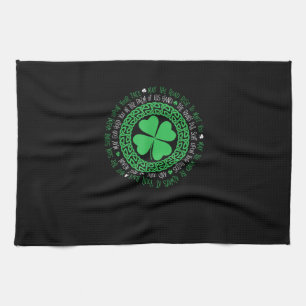 Irish Blessing Celtic Knot 4 Leaf Clover - St. Pat Tea Towel