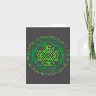 Irish Blessing Celtic Knot &amp; 4-leaf Clover Luc Card